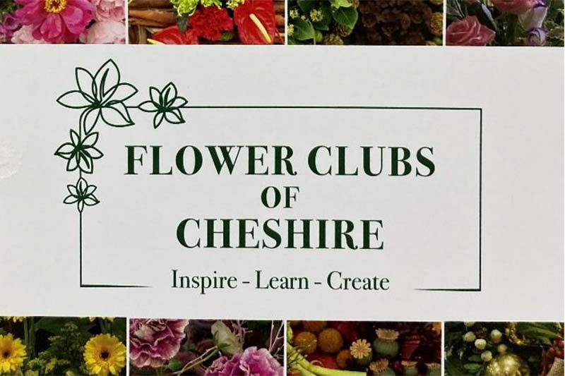 Flower Clubs of Cheshire Logo on Front of Postcard