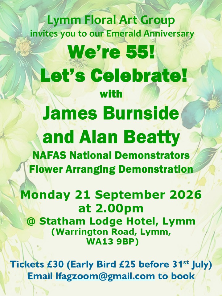 Lymm Flower Club Emerald Anniversary programme