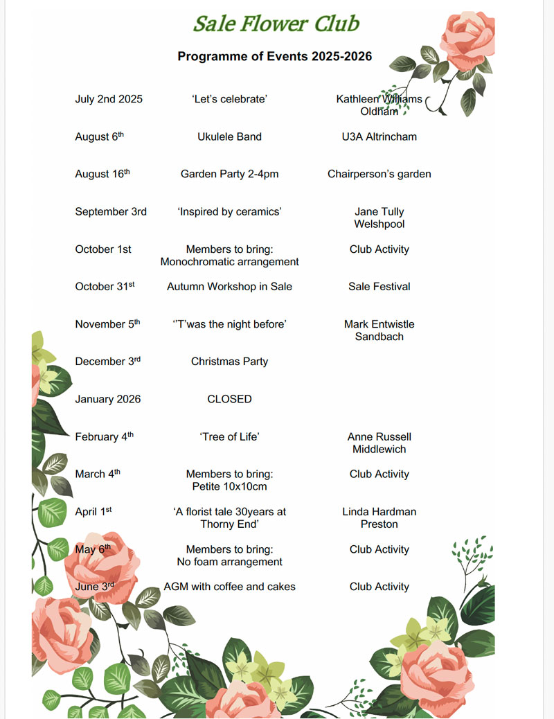A photo of Sale Flower Club's programme