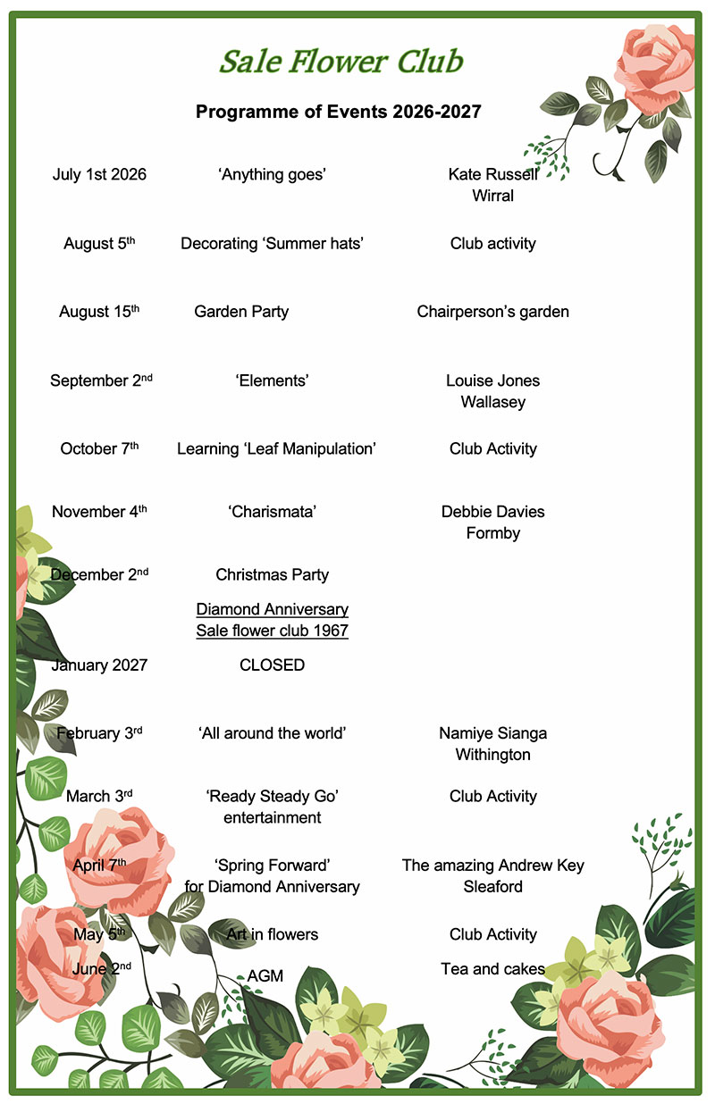 A photo of Sale Flower Club's programme