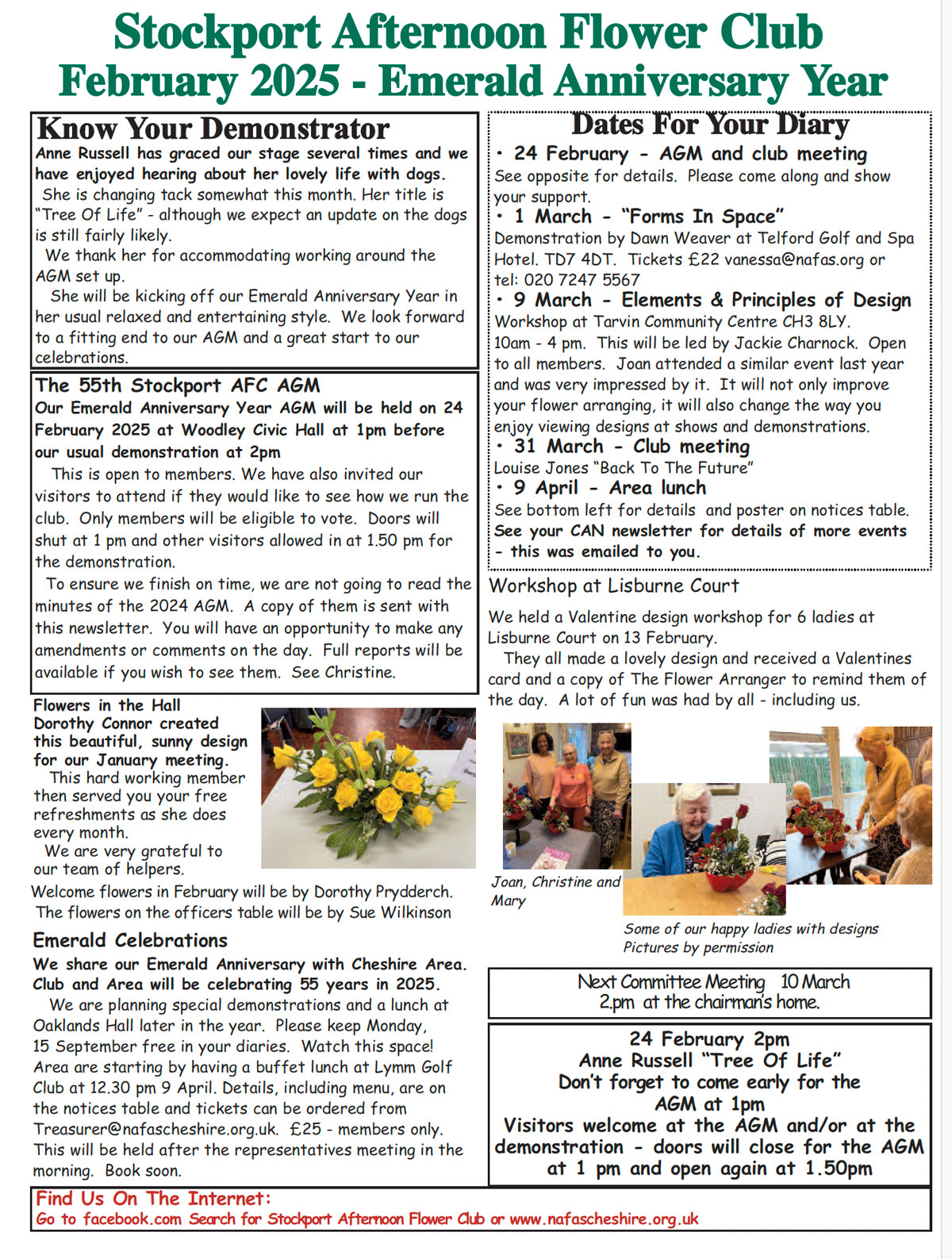 Stockport Afternoon Club 2025 Programme