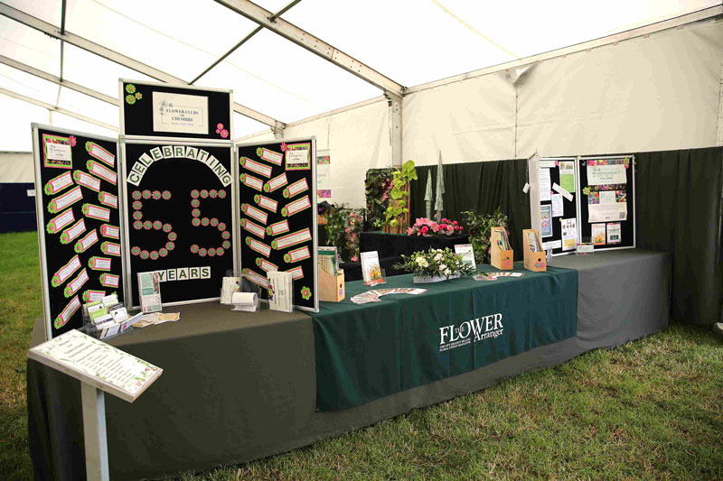 The Flower Clubs of Cheshire publicity stand at the 2025 Royal Cheshire County Show